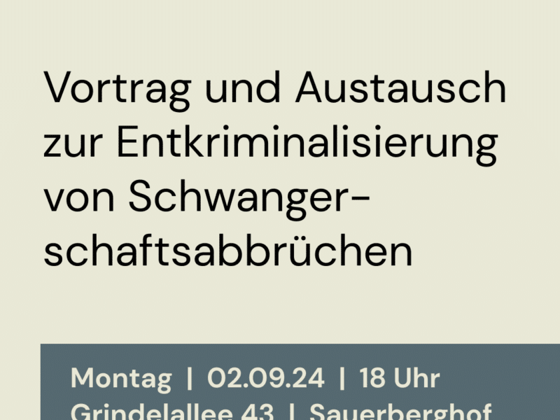 Feministisches Forum im September: Vortrag zur Abschaffung von §218 StGB